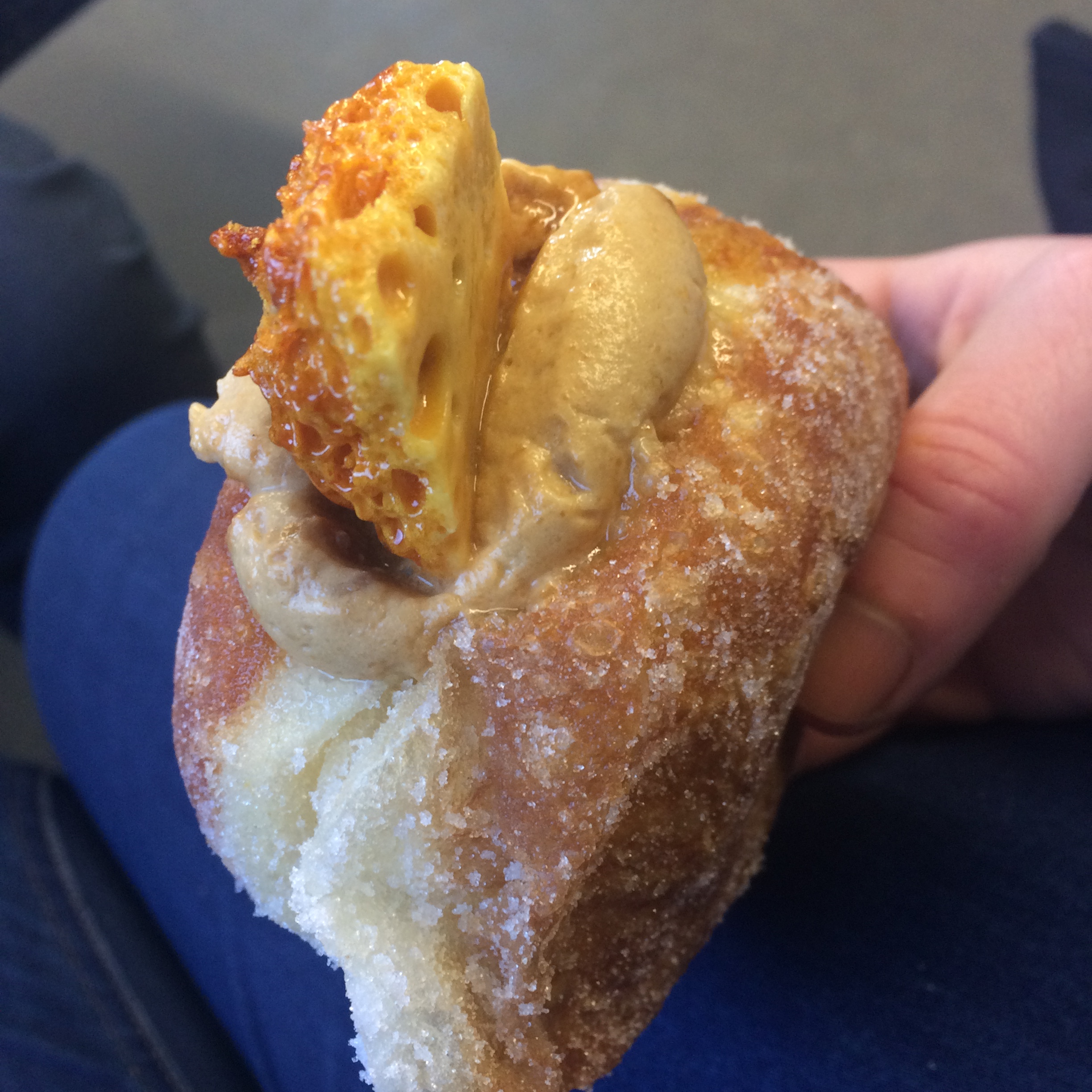 honeycomb and caramel sea salt doughnut