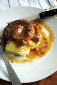 bangers mash and onion gravy