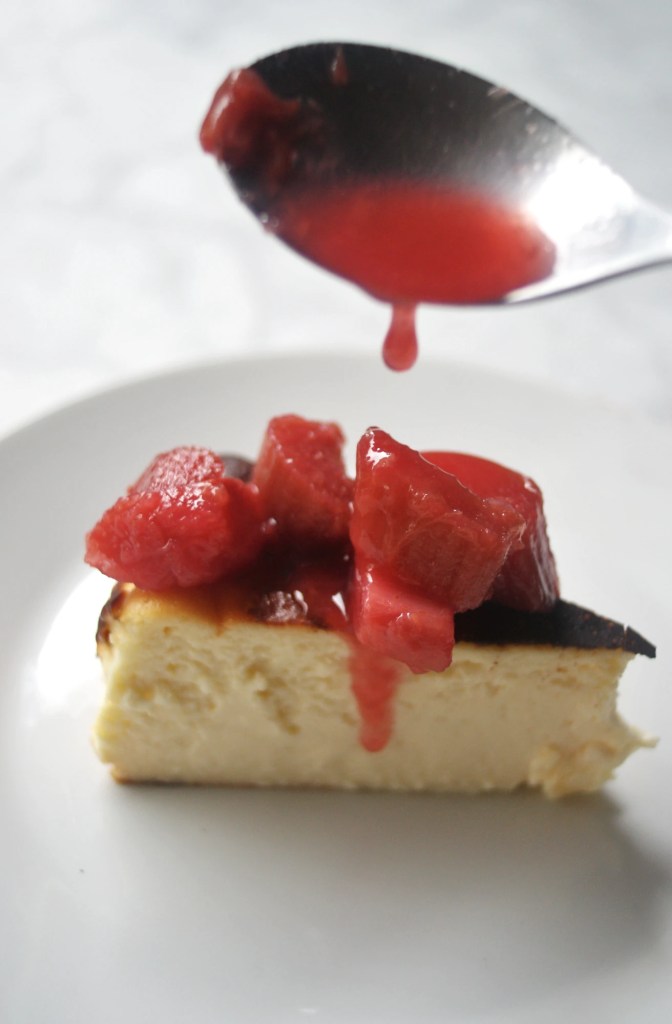 rhubarb Basque cheesecake